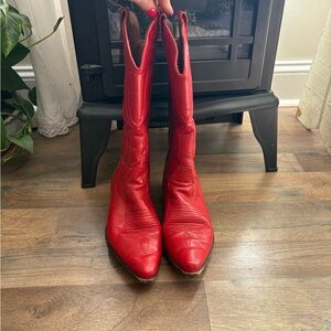 Vintage red leather boots